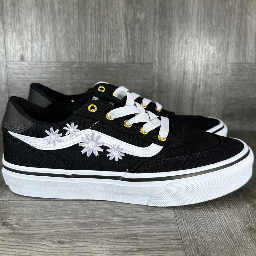 Vans Filmore Sneakers Kids 2.0 Black Floral Embroidered Canvas Low Top NEW